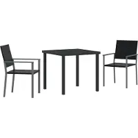 vidaXL Trädgårdsmöbelset 3 pcs Svart PE Rattan
