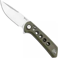 Reate PL-XF Stonewashed NItro-V, Green Micarta, pocket knife