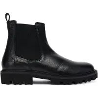 BOSS Grained leather boots with elasticated side panels