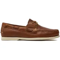 Ralph Lauren för män. 803932996002 Merton båtskor i läder med bruna block (44), Hud, Beige, Karta, Nyckelband, Casual