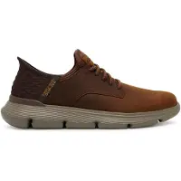 SKECHERS för män. 205046 Garza Gervin Bruna sneakers i läder (46), Hud, Karta, Nyckelband, Casual