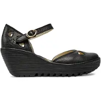 Fly london Yuna Wedge-sandaler i läder för kvinnor - (Svart)