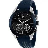 Maserati Traguardo Kronograf Gummiband Svart Solborstat Urtavla Kvarts R8871612046 100M Herrklocka