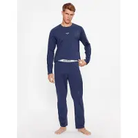 GUESS Pyjamas lång 'Derrick' blå / vit
