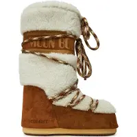 Moon Boot för kvinnor. 80D1402610 Läderstövlar LAB69 Cream med brunt fårskinn (42/44), Hud, Nyckelband, Casual, Snö