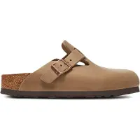 Birkenstock för män. 1019484 Lädertofflor Boston Soft (Smal passform) beige (43), Hud, Karta, Ingen, Casual