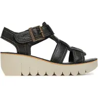 Fly london Dam YUDD236FLY Svart Mousse Läder Sandaler Espadrille Plattform Kilar