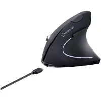 Renkforce RF-WM-322 Ergonomisk mus Trådlös Optisk Svart 5 Knappar 1600 dpi Ergonomisk, Laddningsbara