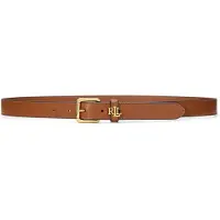 Ralph Lauren för kvinnor. 412968763002 Smalt läderbälte med brun logotyp (1X), Casual, Hud