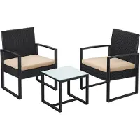 Songmics Balkongmöbelset i Polyrattan med Bord och Stolar
