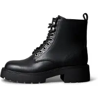 Calvin Klein Leather Chunky Heeled Lace Up Boots