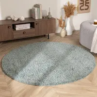 NATURL. Rund fluffig matta | Wish blå/grön hos Volero | Ø 80cm | Polypropen | Enfärgad | Rund | Hög lugg