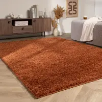 NATURL. Fluffig matta | Wish terrakotta hos Volero | 140x200cm | Syntet | Enfärgad | Rektangulär | Hög lugg