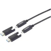 Speaka Professional Fiberoptik / HDMI Anslutningskabel HDMI-A-kontakt, HDMI-Micro-D kontakt, HDMI-A-kontakt, HDMI-Micro-D kontakt 20.00 m Svart SP-13597808 8K