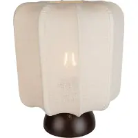 QAZQA Japandi bordslampa mörkbrons med beige skärm - Nori