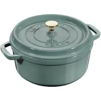 Staub La Cocotte, Grytfrom, Rund, Gjutjärn, Keramiska, gas, halogen, Induktion, Gjutjärnsplattor, Grön, Eeucalyptus