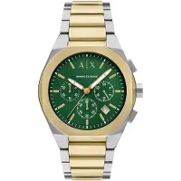 Armani Exchange Analog klocka 'RAFAEL' guld / mörkgrön / silver