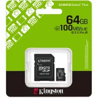Kingston Canvas Select Plus - Flash-minneskort (microSDXC till SD-adapter inkluderad) - 64 GB - A1 / Video Class V10 / UHS-I U1 / Class10 - mikroSDXC UHS-I