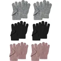 Name it Handskar - NmfMagic - Stickad - 6-pack - Svart/Grå/Woodr - - One Size - Handskar