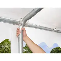 TOOLPORT XXL 5x14 m partytält - 2,6 m sidohöjd, med bottenram, PVC 1400, vit