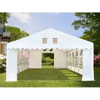 TOOLPORT XXL 6x8 m partytält - 2,6 m sidohöjd, med bottenram, PVC 800, vit