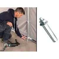 TOOLPORT Lagertält 6x8 m - 3,0 m sidohöjd med dragkedjor, PVC 850 grå, inkl. hållfasthet (underlag: betong)