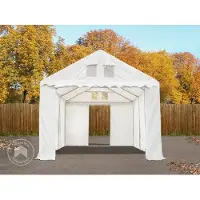TOOLPORT Lagertält 4x6 m - 2,6 m sidohöjd, med bottenram, PVC 800 mörkgrön, inkl. hållfasthet (underlag: betong)
