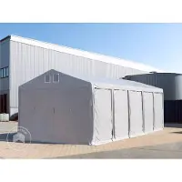 TOOLPORT Lagertält 6x12 m - 4,0 m sidohöjd med dragkedjor, PVC 850 grå, inkl. hållfasthet (underlag: betong)