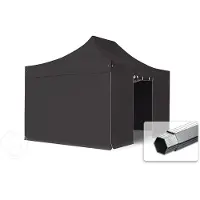 TOOLPORT 3x4,5 m snabbtält, Professional aluminium, med sidodelar, svart