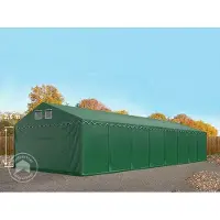 TOOLPORT Lagertält 5x20 m - 2,6 m sidohöjd, med bottenram, PVC 800 mörkgrön, utan hållfasthet (Säkerhetspaket)