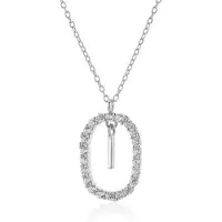 YIRAN Jewelry 925 Sterling Silver Guld Klar Zirkon Cz Alfabet 26 Bokstav A -Z Hänge Lång Kedja Halsband Kvinnor Initial Choker Smycken white