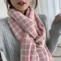 WTEMPO Tryckt scarf dam vinter kashmir varm kedjemönster Elegant sjal halsduk 180*70cm rosa