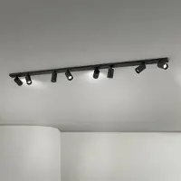 Orion Takspotlight Sean, svart, 8 lampor, stål, aluminium, GU10 dimbar, Svart, Vardagsrum / matsal, Aluminium / grå / zink, Modern, Halogen spots