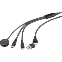 Renkforce USB-laddningskabel USB 2.0 USB-A kontakt, USB-C-kontakt, Apple Lightning kontakt , USB-C-kontakt, Magnetisk kontakt 1.20 m Svart Polymer beläggning