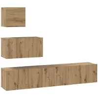 vidaXL TV-bänkset Väggmonterad 4 pcs Artisan Ek Konstruerat trä