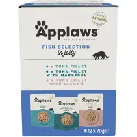 Applaws Selection Fish Multipack-påse med gelé för katter 12x70g