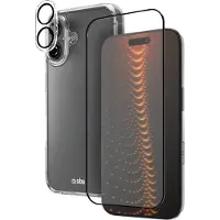 SBS -set med D3O-teknik för iPhone 16 - fodral + glasskärm och kameraskydd - transparent