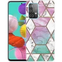 Mtp Products Marble Pattern Samsung Galaxy A32 (4G) TPU-skal - Rosa / Cyan