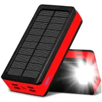 Mtp Products Psooo PS-400 Solcells Powerbank - 4xUSB-A, 30000mAh - Röd
