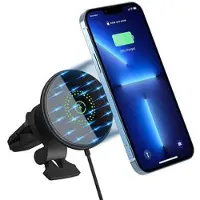Mtp Products B553 För iPhone 12/13/14/15/16-serien 20W trådlös laddare med magnetisk adsorption Laddningsstativ för bilens luftventil