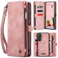 CASEME Samsung Galaxy S25 008 2-i-1 Multifunktionell Plånboksfodral - Rosa