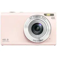 Mtp Products DC402-AF 4K 48MP digitalkamera för barn Autofokus 16x digital zoom Vloggingkamera för tonåringar - ljusrosa