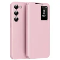 Mtp Products Samsung Galaxy S23+ Smart Clear View Flip Skal med kortplats - Rosa