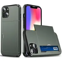 Mtp Products iPhone 14 Hybridskal med Skjutkortplats - Arme Grön
