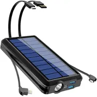Mtp Products Psooo PS-158 Trådlös Powerbank med Solcellsladdning - 10000mAh - Svart