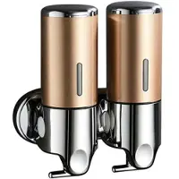 Mtp Products Schampo/tvåldispenser med dubbla huvuden i rostfritt stål - 2x500ml - Guld