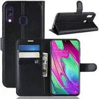 Mtp Products Samsung Galaxy A40 Plånboksfodral med Stativ - Svart