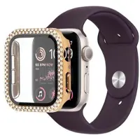 Mtp Products Strass Dekorativa Apple Watch SE (2022)/SE/6/5/4 Skal med Skärmskydd - 9H - 40mm - Guld