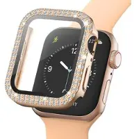 Mtp Products Strass Dekorativa Apple Watch SE (2022)/SE/6/5/4 Skal med Skärmskydd - 9H - 40mm - Roséguld