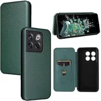 Mtp Products OnePlus 10T/Ace Pro Flipfodral - Kolfiber - Grön